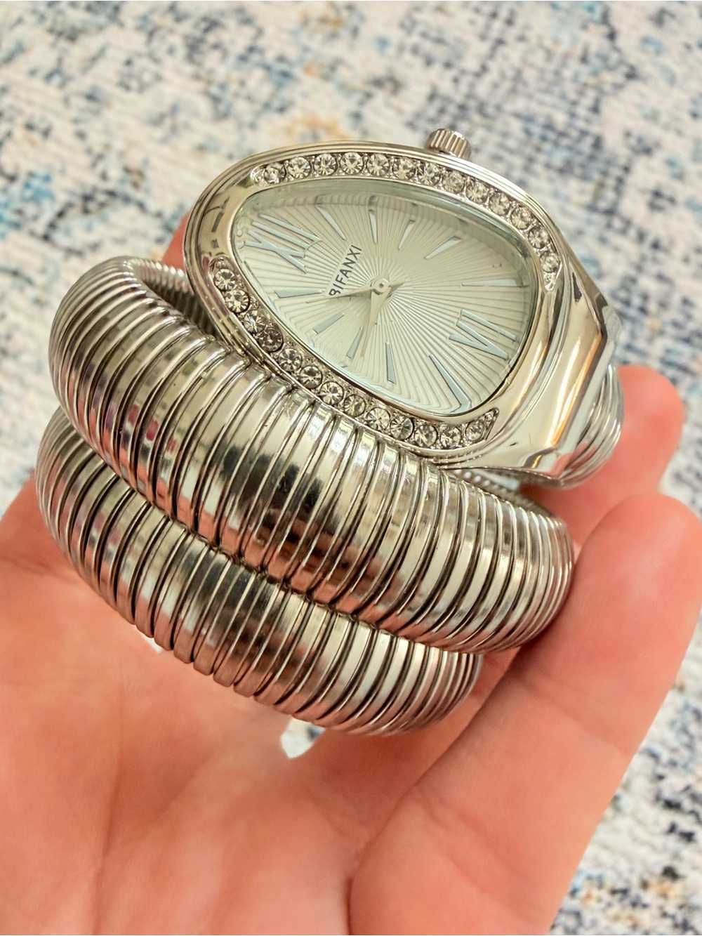 Serpenti Snake Silver Coil Wrap Watch with Crystal Accents - Picture 6 of 9